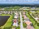 Beautiful aerial view of a landscaped neighborhood with a large pond and lush green surroundings at 988 145Th Street Ne Cir, Bradenton, FL 34212