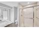 Bathroom with toilet, shower, vanity, and white marbled countertop at 131 Sandstone Cir, Venice, FL 34293