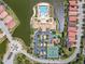 Aerial view of the community's pool, clubhouse, and surrounding amenities and residences at 288 Soliera St, Nokomis, FL 34275