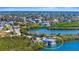 Aerial view of the boat house and ferry dock on the inland waterway ready to take people to the Gulf of Mexico at 863 Southland Rd, Venice, FL 34293