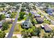 Aerial view of a charming home nestled among trees in a residential neighborhood and close to main street at 915 Citrus Rd, Venice, FL 34293