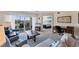 This beautifully staged living room leads into the Primary bedroom and has a door to the screened balcony at 934 Wexford Blvd # 934, Venice, FL 34293