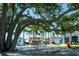 Charming town center featuring food trucks, outdoor seating, and mature trees for a vibrant community atmosphere at 19124 Mangieri St, Venice, FL 34293