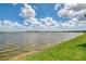 Wide-angle lake view showing tranquil water extending towards the horizon under a partly cloudy sky at 24128 Spartina Dr, Venice, FL 34293
