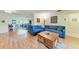 Spacious living area with hardwood flooring and comfortable blue couches, perfect for gatherings at 2641 Hyde Park St, Sarasota, FL 34239