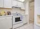 Functional kitchen with white appliances and countertops, providing ample space for cooking and meal preparation at 3192 Pinetree St, Port Charlotte, FL 33952