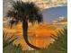 Beautiful sunset view of the ocean with tropical plants in the foreground, creating a serene atmosphere at 3419 Lakewood Blvd, North Port, FL 34287