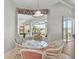 Breakfast nook with a glass table and chairs with a view of the screened-in lanai and picturesque lake at 4321 Via Del Santi Dr, Venice, FL 34293