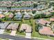 An aerial view of a lovely single Gathering home with a beautiful lawn in a great community near water at 615 May Apple Way, Venice, FL 34293