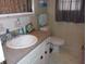 The bathroom features a tile backsplash and vanity at 722 Carefree, Venice, FL 34285