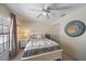 Cozy bedroom features neutral decor, large windows, ceiling fan and closet at 764 Avenida Estancia # 212, Venice, FL 34292