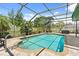 Backyard pool with screened enclosure and a clear blue sky at 888 Kimball Rd, Venice, FL 34293