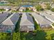 Stunning aerial view of single Gathering homes featuring beautiful screened in pools and lush landscaping at 1625 Lancashire Dr, Venice, FL 34293