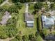 Aerial view of a home with a screened pool, surrounded by lush greenery and other houses at 1653 Albino St, Nokomis, FL 34275