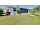 Lush green backyard with a screened-in lanai, providing a private and relaxing outdoor space at 595 Circlewood Dr # Y4, Venice, FL 34293