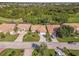 An aerial view showcasing the home nestled in a lush neighborhood and surrounding landscapes at 8300 Parkside Dr, Englewood, FL 34224