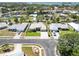 Beautiful aerial shot showcases a neighborhood with tree-lined streets, well-maintained homes, and a distant waterfront at 201 Bayside Ct, Nokomis, FL 34275
