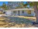 Lovely single-story home featuring a garage, lush lawn, new plants, and stone mulch in front of the home at 203 Palm Ave, Nokomis, FL 34275