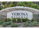 Stone entrance sign that reads: Verona Reserve at 2542 Cortenova Ct, Venice, FL 34292