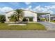 Charming single-story home featuring a carport, well-manicured lawn, and lovely palm tree at 425 Pirates Pt, North Port, FL 34287