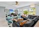 Bright and airy living room featuring comfortable seating, stylish decor, and large windows at 608 Apalachicola Rd, Venice, FL 34285