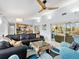Cozy living room with a comfortable sectional, unique coffee table, and modern lighting at 608 Apalachicola Rd, Venice, FL 34285