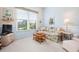 Sitting room with blue walls and a large window overlooking the landscape at 744 Fringed Orchid Trl, Venice, FL 34293