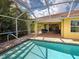 Relaxing screened pool area with a spacious patio and lush tropical landscaping at 13150 Huerta St, Venice, FL 34293
