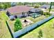 A fenced backyard featuring a screened pool, patio area, and space for outdoor entertainment at 1510 Haffenberg Ave, North Port, FL 34288