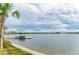 Picturesque view of the lake with a dock, perfect for boating activities at 17324 Sandpearl Rd, Venice, FL 34293