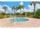Relaxing outdoor hot tub surrounded by lush greenery and palm trees at 20126 Elegante Ct, Venice, FL 34293
