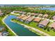 Aerial view showcasing the community homes, pools and scenic waterfront properties along the lake at 5585 Semolino St, Nokomis, FL 34275