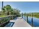 Wooden dock on the canal, perfect for boating and enjoying waterfront living at 610 Alligator Dr, Venice, FL 34293