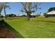 Beautiful backyard with lush lawn and mature landscaping, offering serene views of the community at 611 Paget Dr, Venice, FL 34293