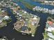 Scenic aerial view of the neighborhood's waterfront homes on interconnected canals, some with backyard pools at 617 Bonito Ave, Nokomis, FL 34275