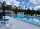 Community pool with beach mural, lounge chairs and ample space to relax and unwind at 810 Anchorage Ln, Palm Harbor, FL 34685