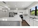 Modern kitchen featuring stainless steel appliances, granite counters, white cabinets and large island at 12897 Oriago St, Venice, FL 34293