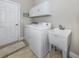 Laundry room featuring washer, dryer, utility sink and storage at 162 Palazzo Ct, North Venice, FL 34275