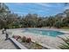 Inviting backyard pool surrounded by lush landscaping and trees at 181 S Auburn Rd, Venice, FL 34292