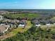 This aerial view showcases the home's desirable location, nestled next to a beautiful greenbelt area at 220 Sarezzo Cir, Nokomis, FL 34275