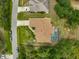 Aerial view of the property showcasing the backyard pool, house and surrounding area at 2834 Coolidge Ave, North Port, FL 34286