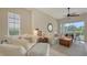 Cozy living room with comfortable seating, natural light, and a ceiling fan, perfect for relaxing or entertaining at 301 Ravinia Cir # 301B2, Venice, FL 34292