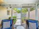 The screened patio features outdoor seating and a view of the landscaped backyard at 542 Clubside Cir # 20, Venice, FL 34293