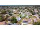 An aerial view of a residential neighborhood with tree-lined streets and well-maintained homes at 985 Everest Rd, Venice, FL 34293