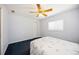 This bedroom features a bed, soft carpet, a closet and a window for plenty of natural light at 1568 Ringtail Rd, Venice, FL 34293