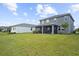 Spacious backyard with lush green lawn and the rear exterior of a two-story home at 18001 Grand Prosperity Dr, Venice, FL 34293
