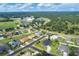 Aerial view of neighborhood showcasing manicured lawns, mature trees, ponds, and the local high school at 2000 Jasmine Way, North Port, FL 34287