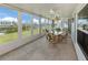 Inviting sunroom with waterfront views, lots of light, and a decorative dining set at 798 Fairmount Dr, North Port, FL 34287