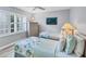 Bedroom with twin beds, plantation shutters, and light gray walls at 819 Montrose Dr # 102, Venice, FL 34293