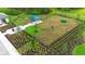 Aerial view of the new fenced dog park with play equipment and shade structure at 12548 Wellen Golf St, Venice, FL 34293